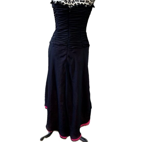 Niki by Niki Livas Vtg Black Pink Strapless Dress Sz 6 Whimsigoth Dark Fairy - Picture 4 of 8